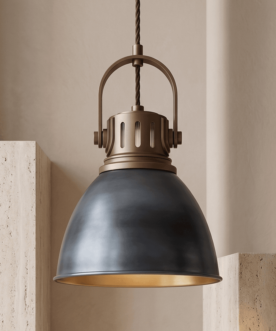 Brass And Metal Pendant Light Angle 1