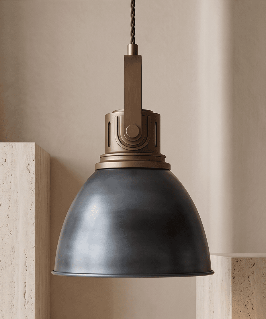 Brass And Metal Pendant Light Angle 2