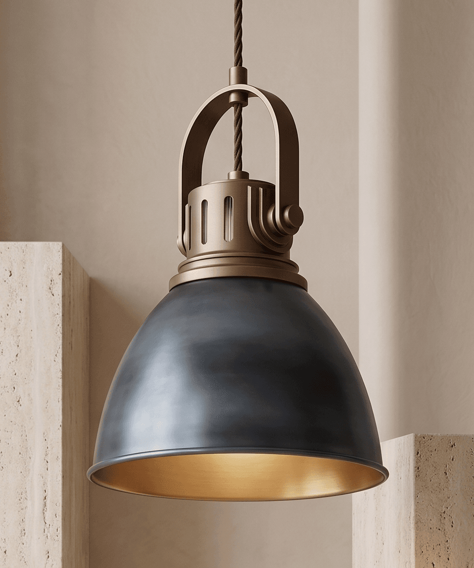 Brass And Metal Pendant Light Angle 3