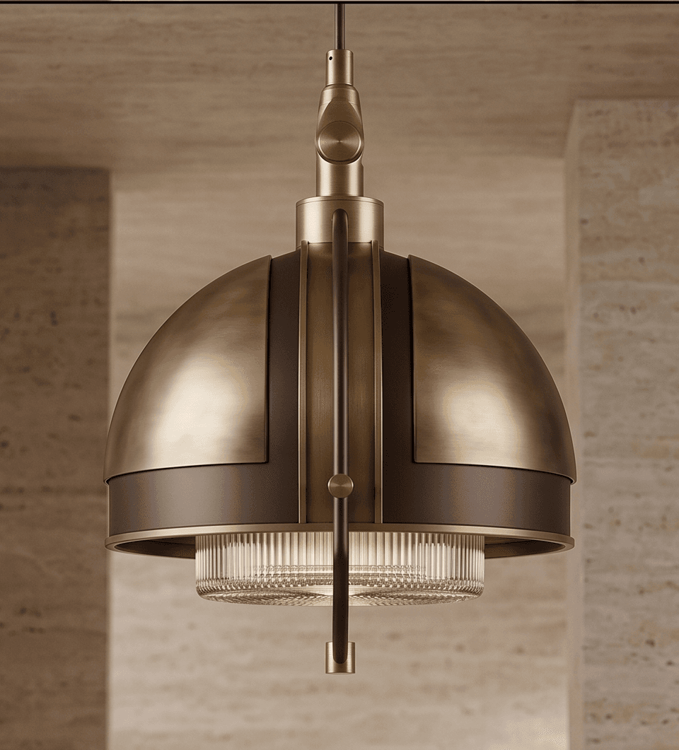 Brass Dome Pendant Light Angle 2