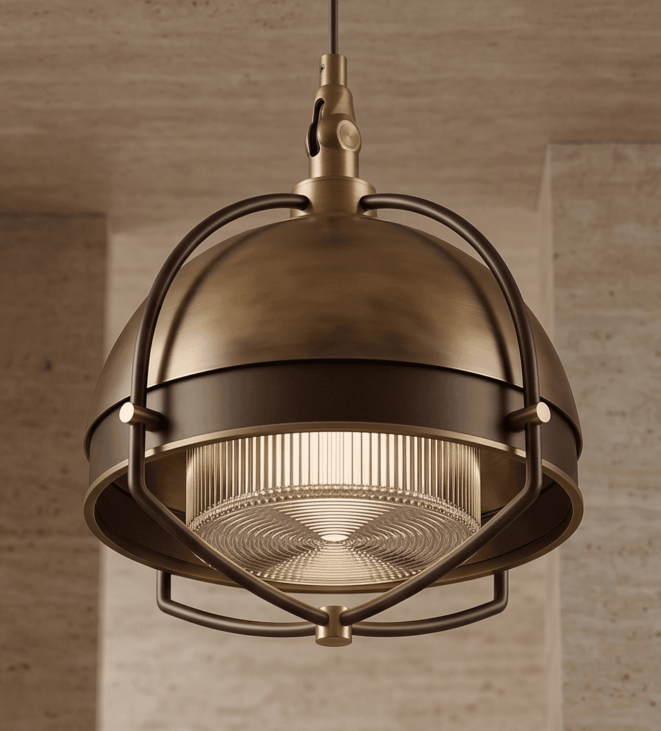 Brass Dome Pendant Light Angle 3