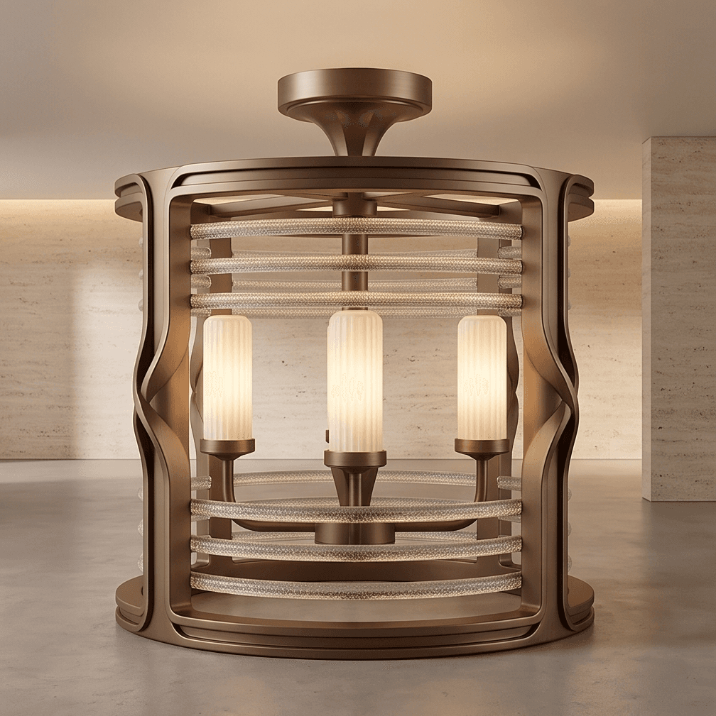 Bronze Cage Pendant Light Angle 1