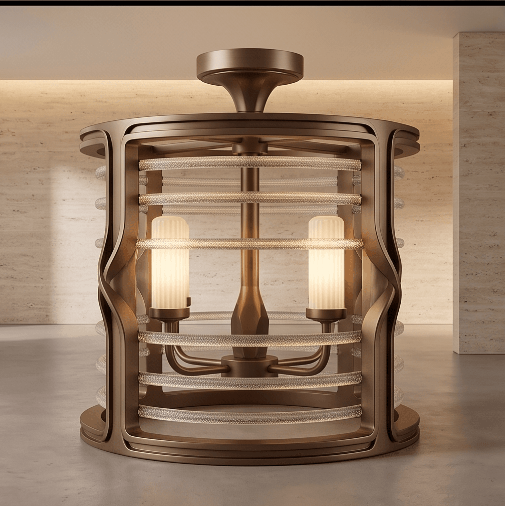 Bronze Cage Pendant Light Angle 2