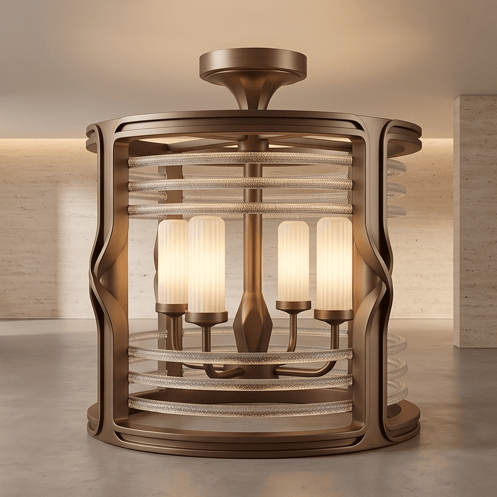 Bronze Cage Pendant Light Angle 3
