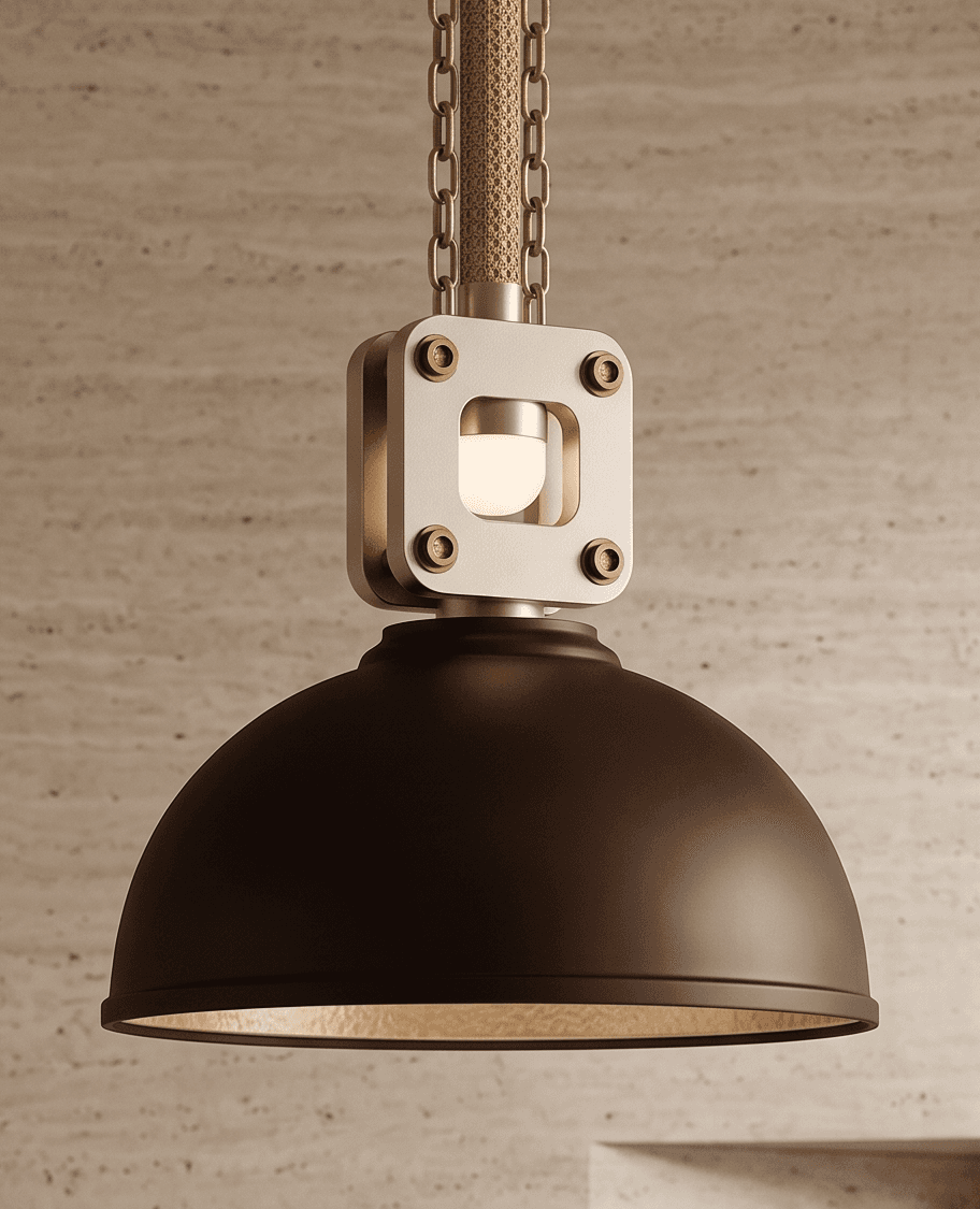 Brown Metal Pendant Light Angle 1