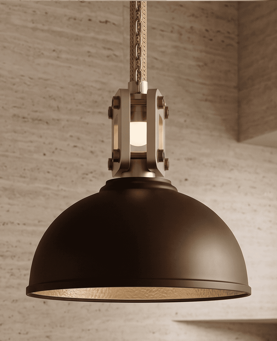 Brown Metal Pendant Light Angle 2