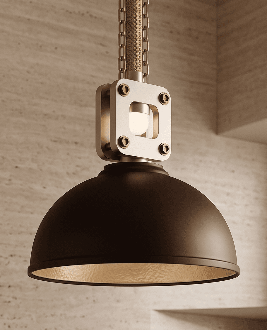 Brown Metal Pendant Light Angle 3