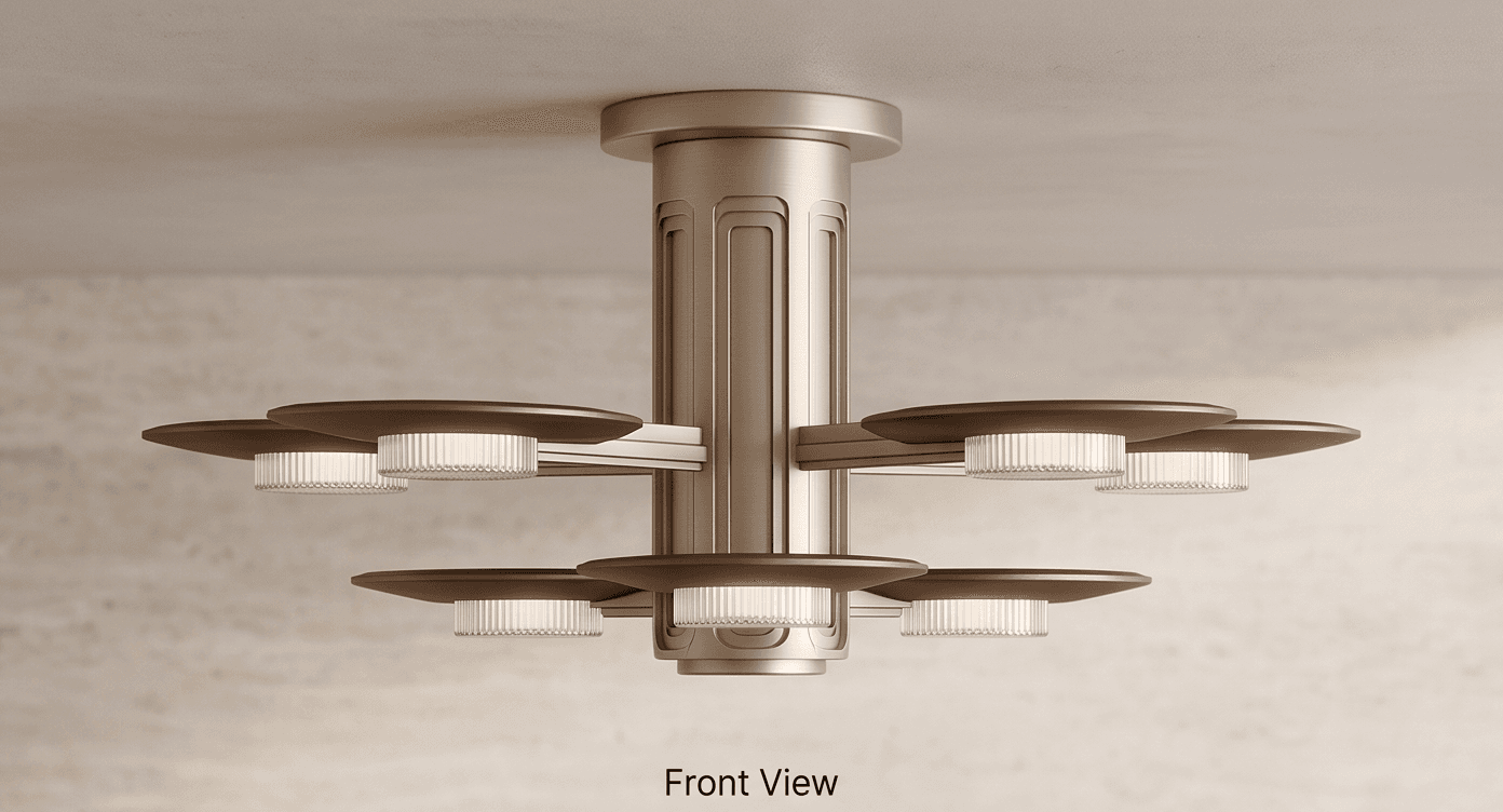 Brushed Metal Chandelier Light Angle 2