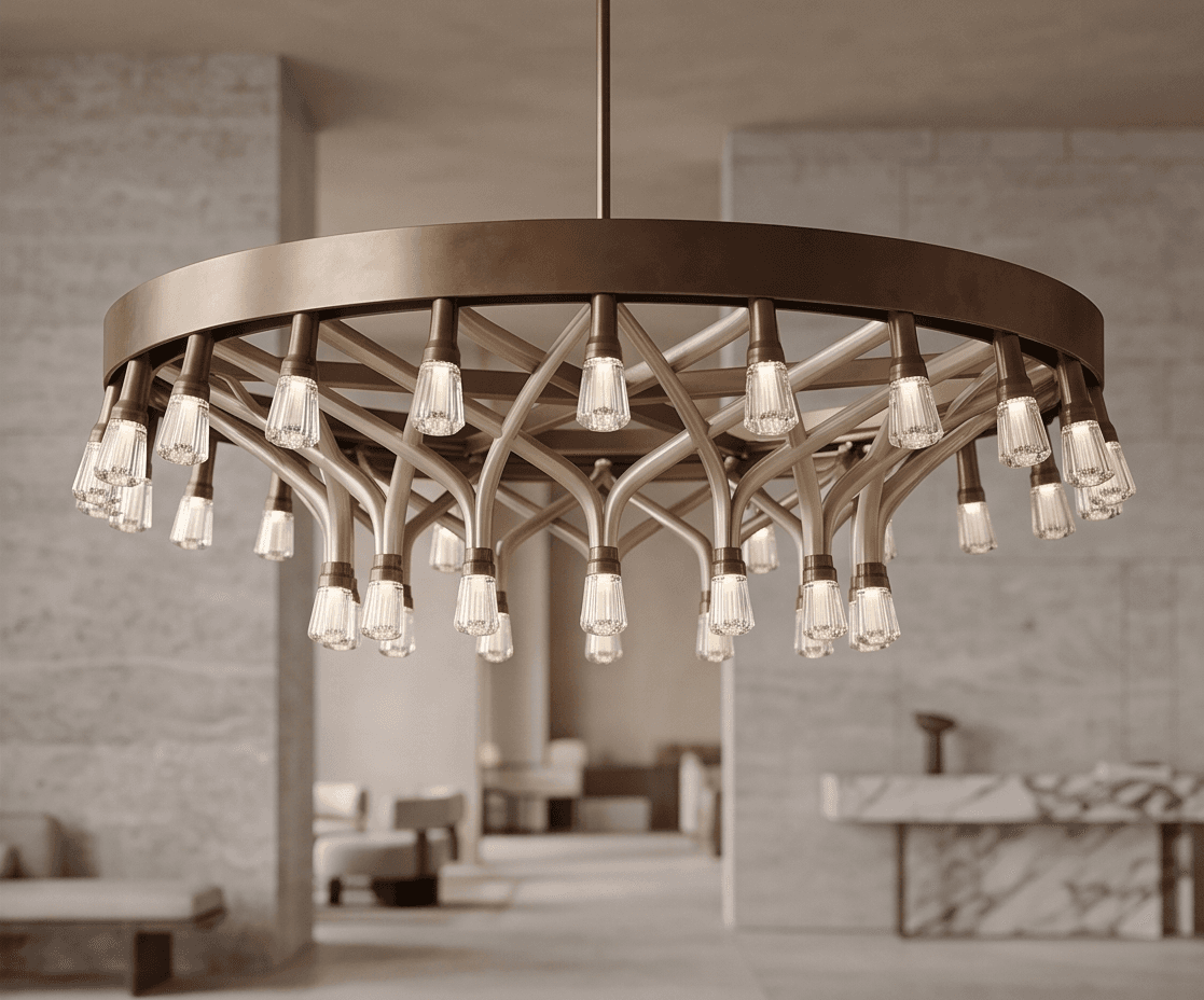 Brushed Metal Chandelier Light 2 Angle 2