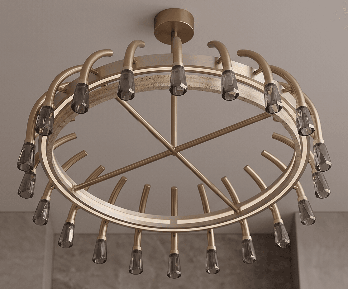 Gold Tone Crystal Chandelier Angle 2