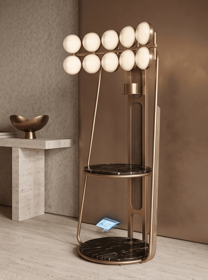 Brass Marble Table Lamp Angle 2
