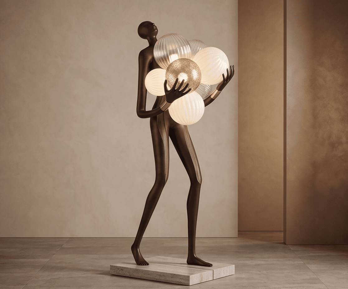 Bronze Humanoid Table Lamp angle 2