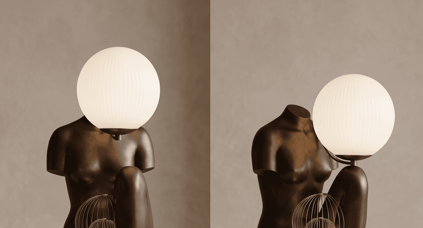 Bronze Torso Table Lamp Globe