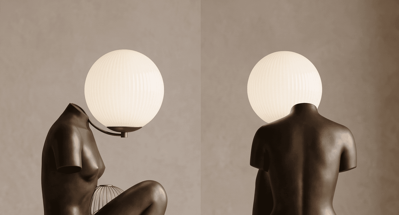 Bronze Torso Table Lamp Globe angle 2