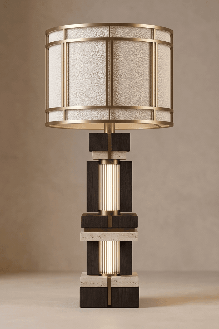 Gold Metal And Wood Table Lamp