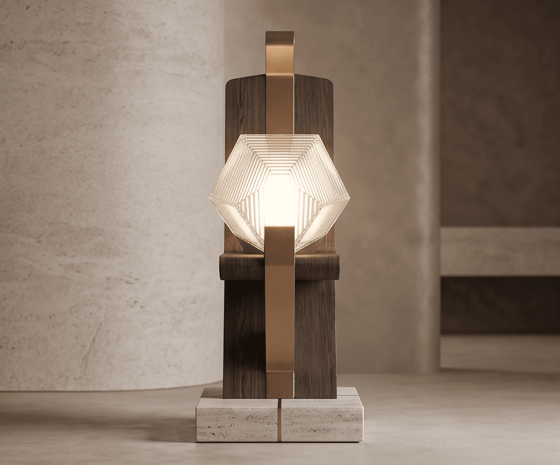 Wood And Metal Table Lamp Angle 1