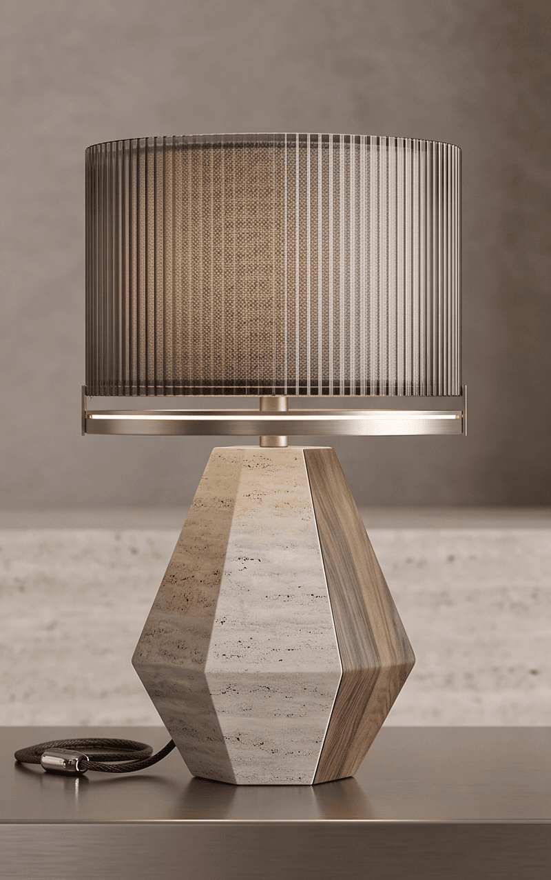 Wood Marble Table Lamp Angle 1