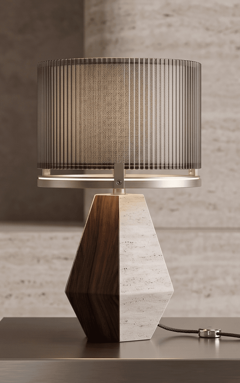 Wood Marble Table Lamp Angle 2
