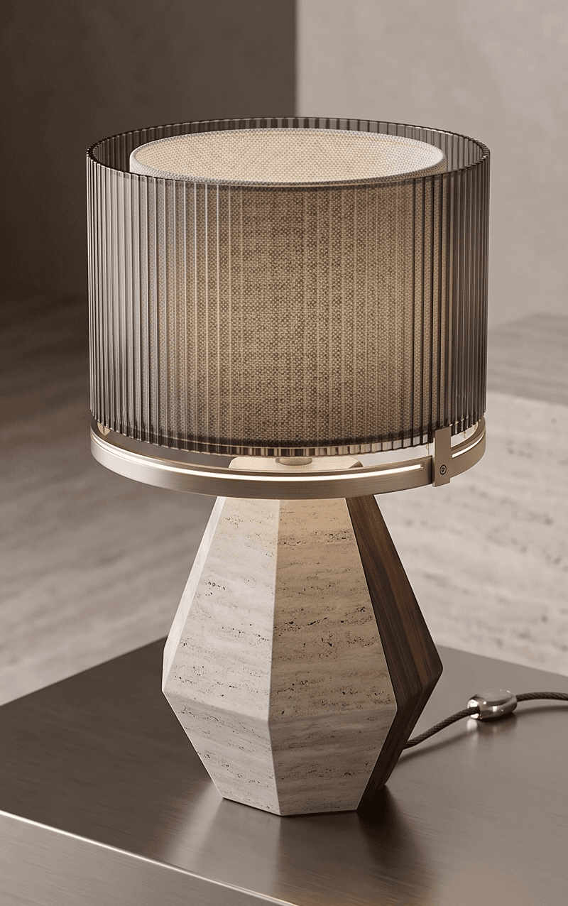 Wood Marble Table Lamp Angle 3