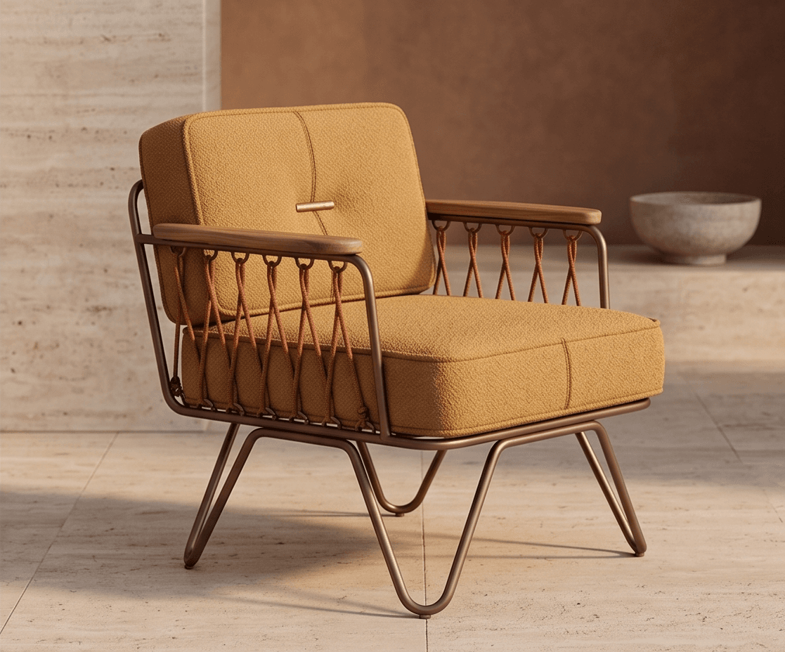 Bronze Frame Outdoor Lounge Chair Angle 3