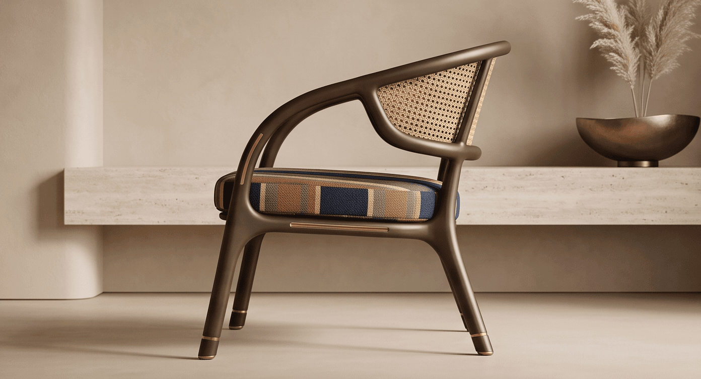 Bronze Wicker Armchair Angle 2