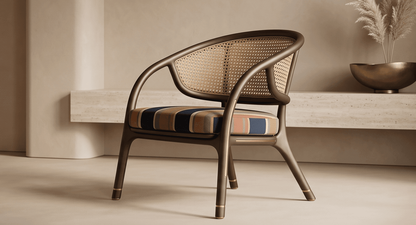 Bronze Wicker Armchair Angle 3