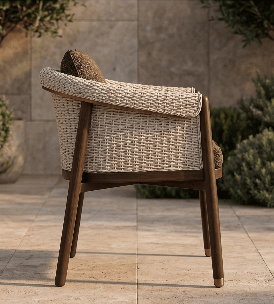 Woven Rattan Wood Chair angle 2