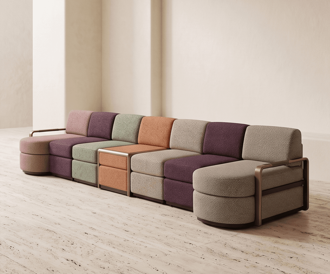 Modular Textured Fabric Sofa Angle 2
