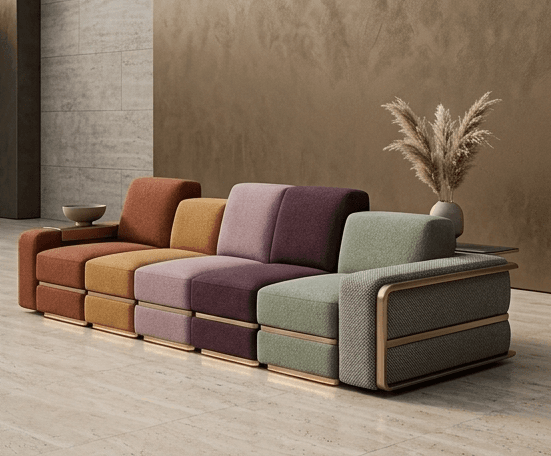 Modular Velvet Outdoor Sofa angle 2