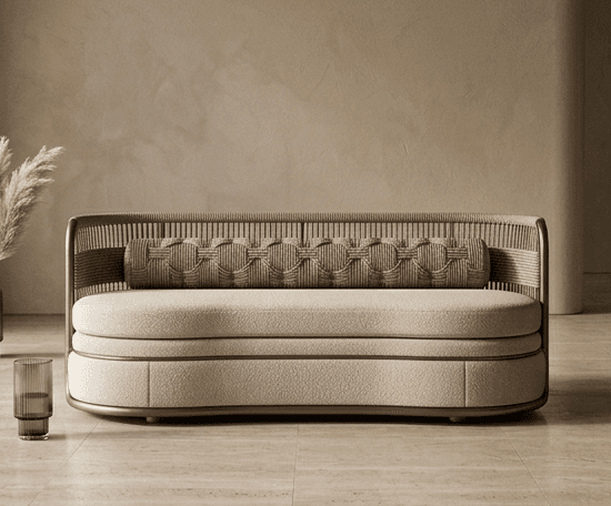 Woven Textured Outdoor Sofa Angle 1
