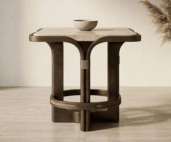 Bronze Marble Side Table Angle 1