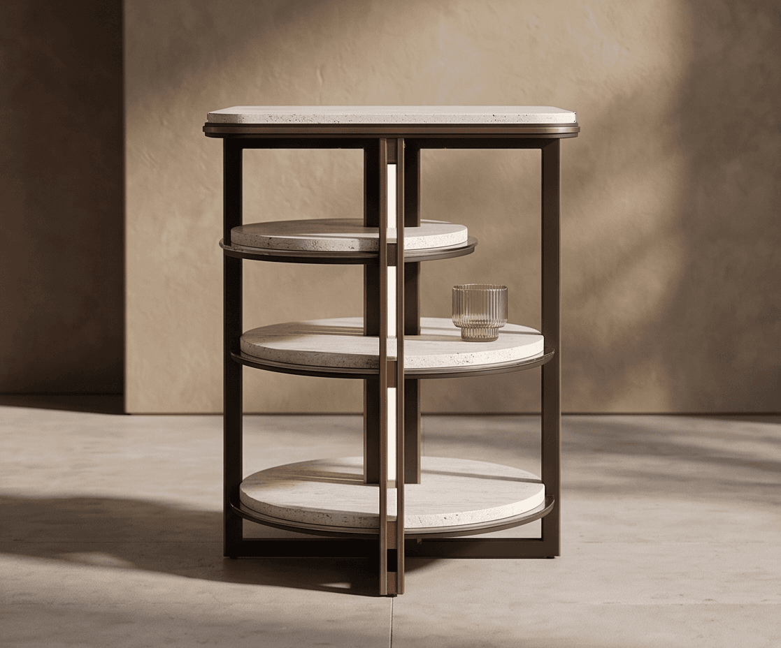 Bronze Quartz 3 Tier Table angle 2
