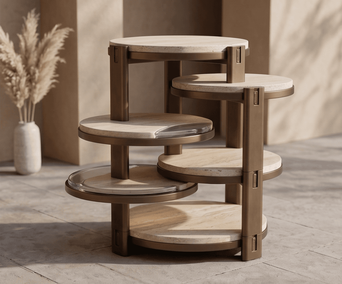 Bronze Tiered Side Table Angle 3