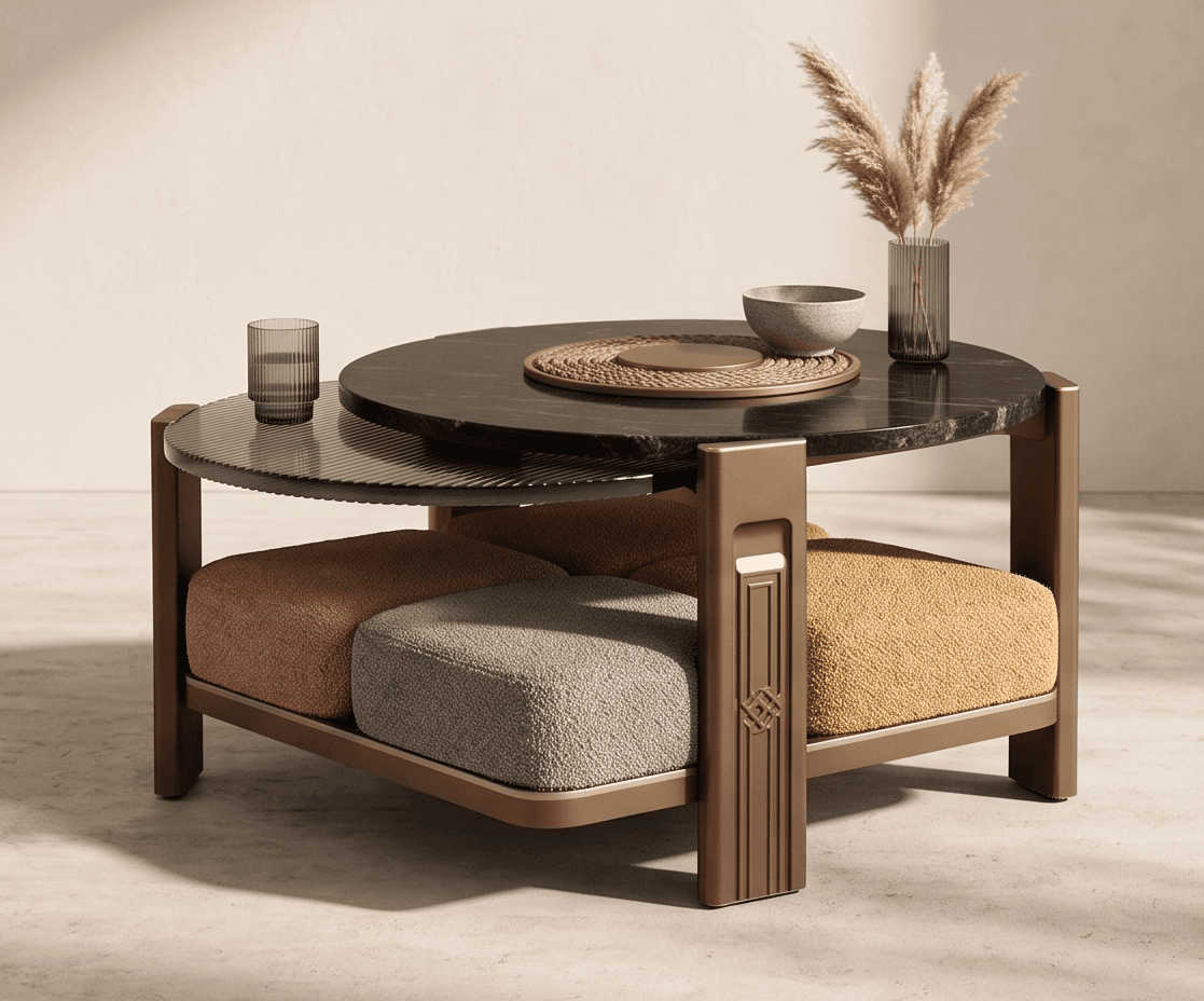 Marble Ottoman Coffee Table Angle 3