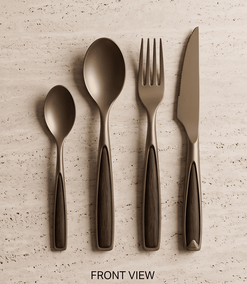 Gold Wooden Handle Cutlery Set