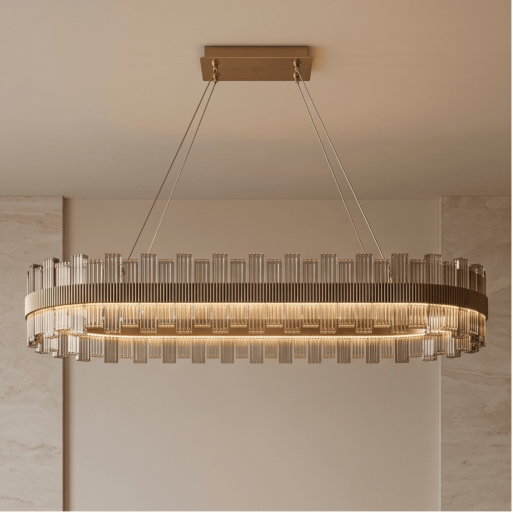 Contemporary Brass Chandelier angle 2