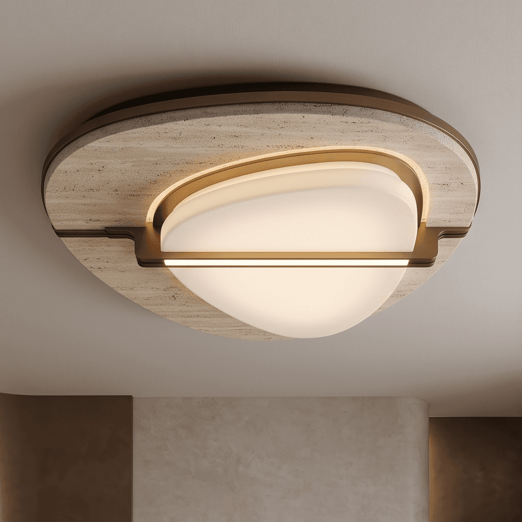 Marble Metal Flush Mount Light angle 2