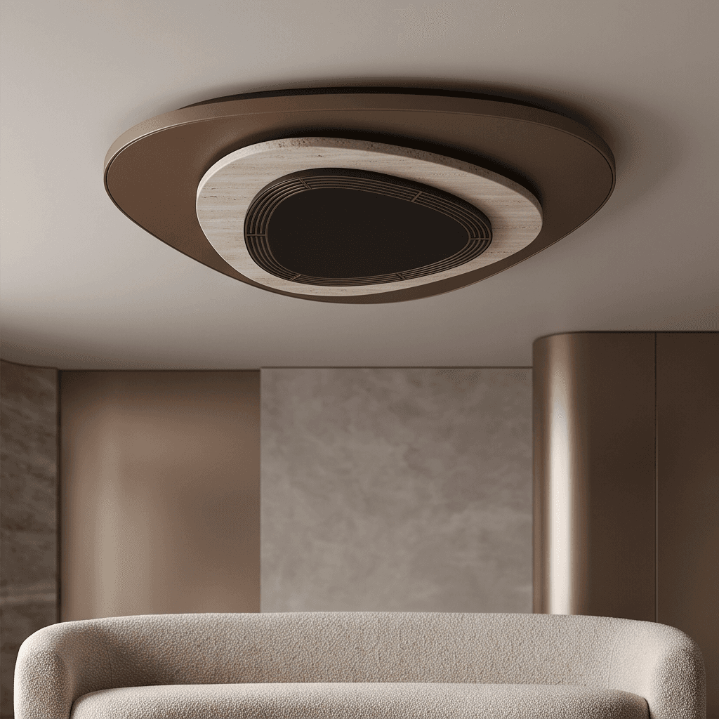 Modern Brass Flush Mount Ceiling Light Angle 1