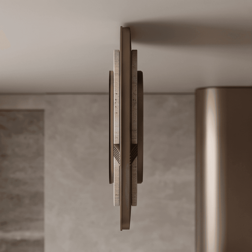 Modern Brass Flush Mount Ceiling Light Angle 3