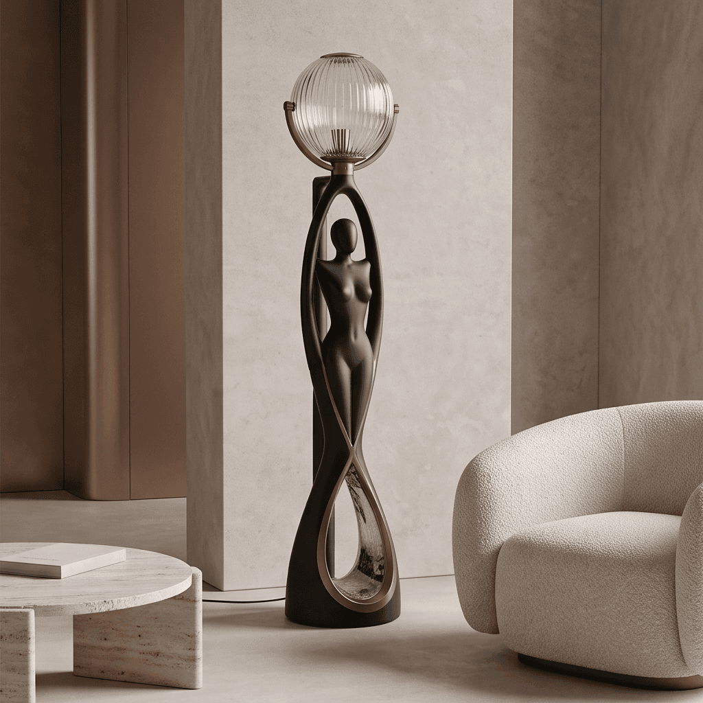 Black Bronze Glass Floor Lamp Angle 1
