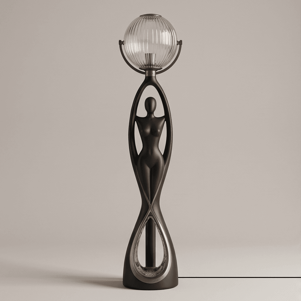 Black Bronze Glass Floor Lamp Angle 2
