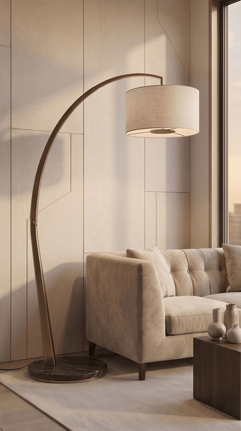 Brass Marble Arc Lamp