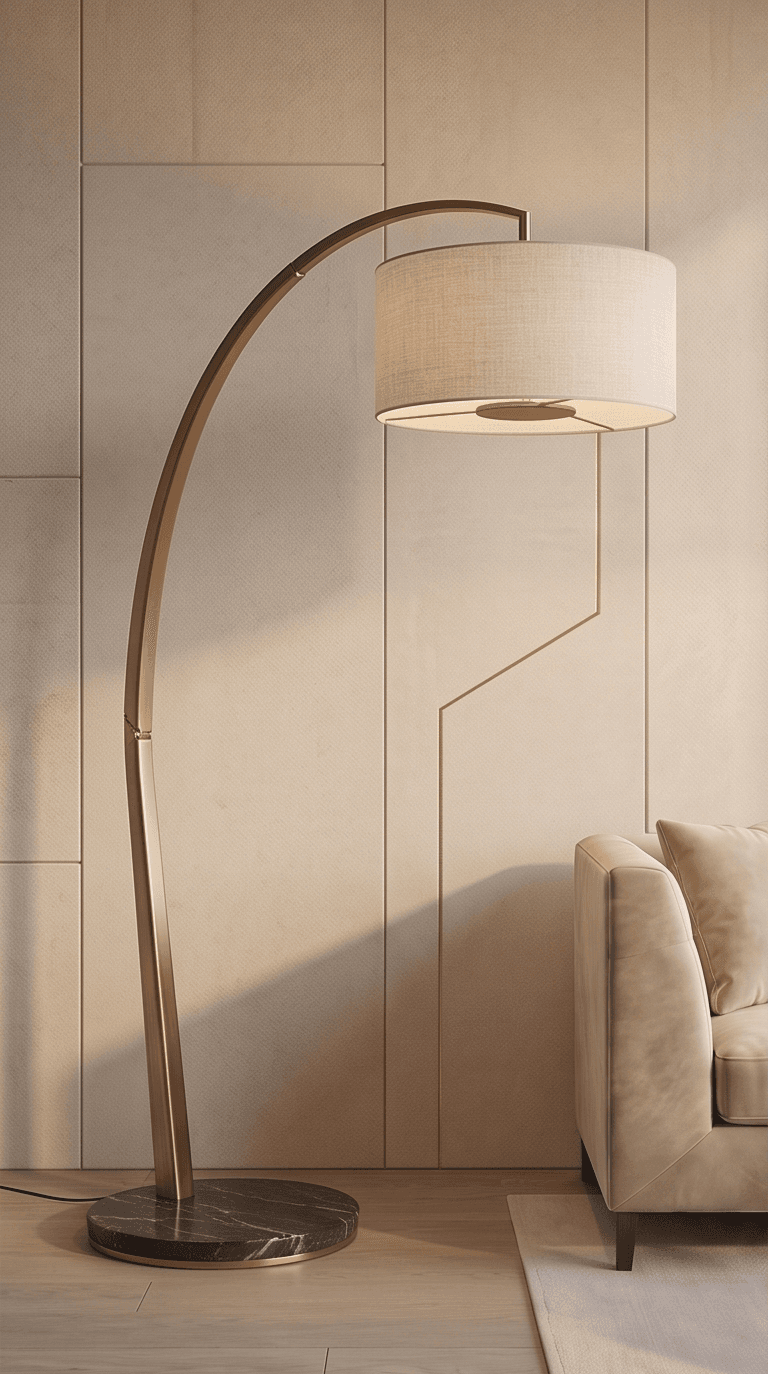 Brass Marble Arc Lamp angle 2