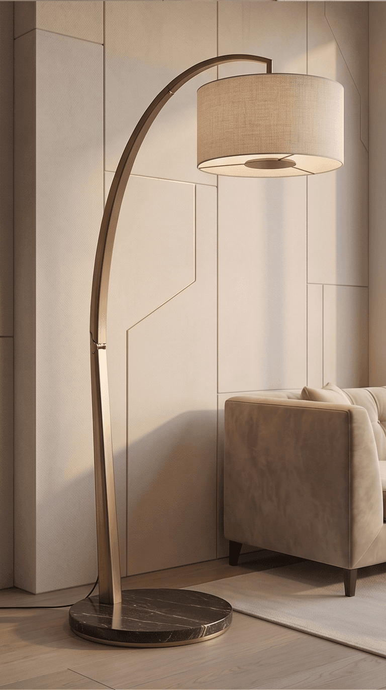 Brass Marble Arc Lamp Angle 3