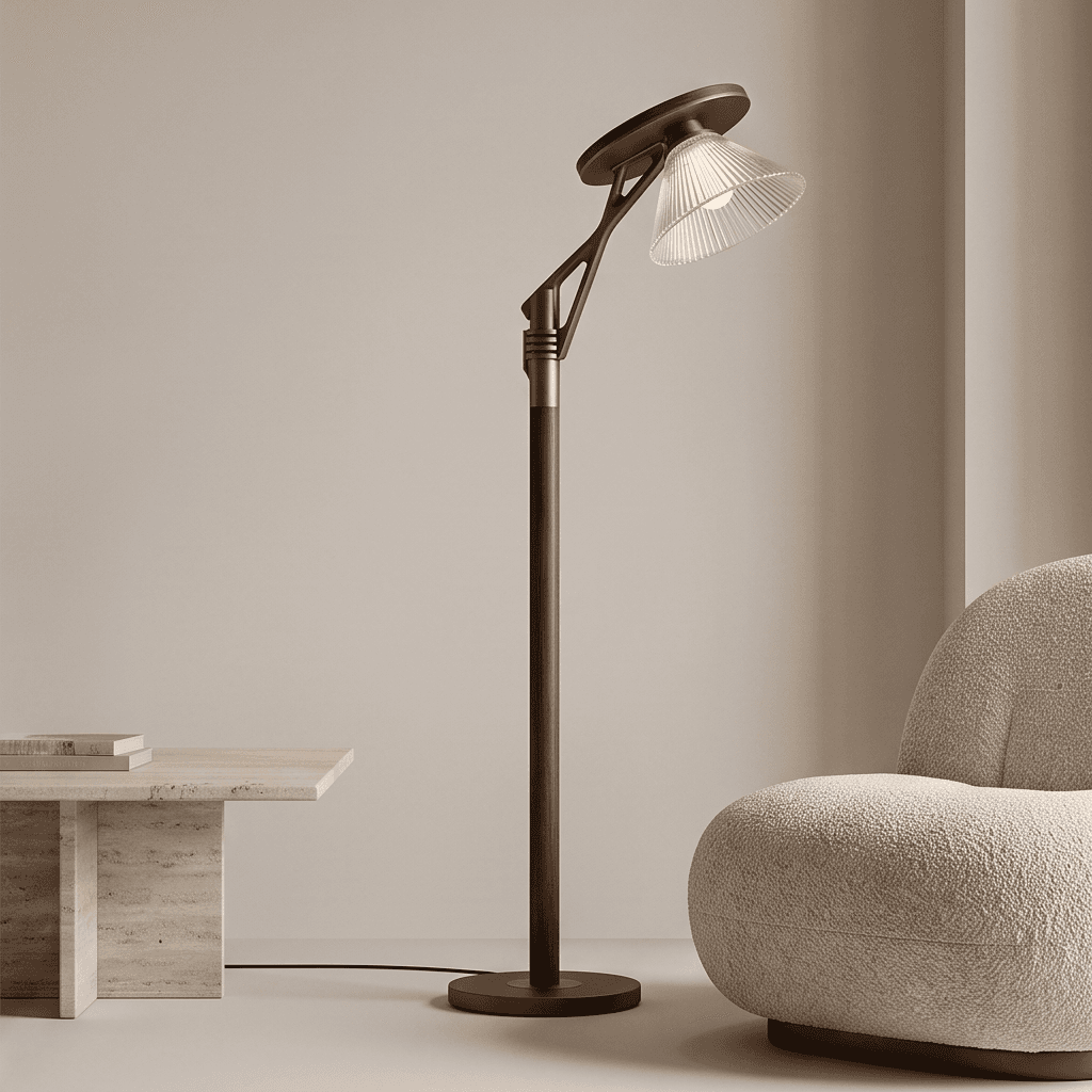 Brass Wood Floor Lamp