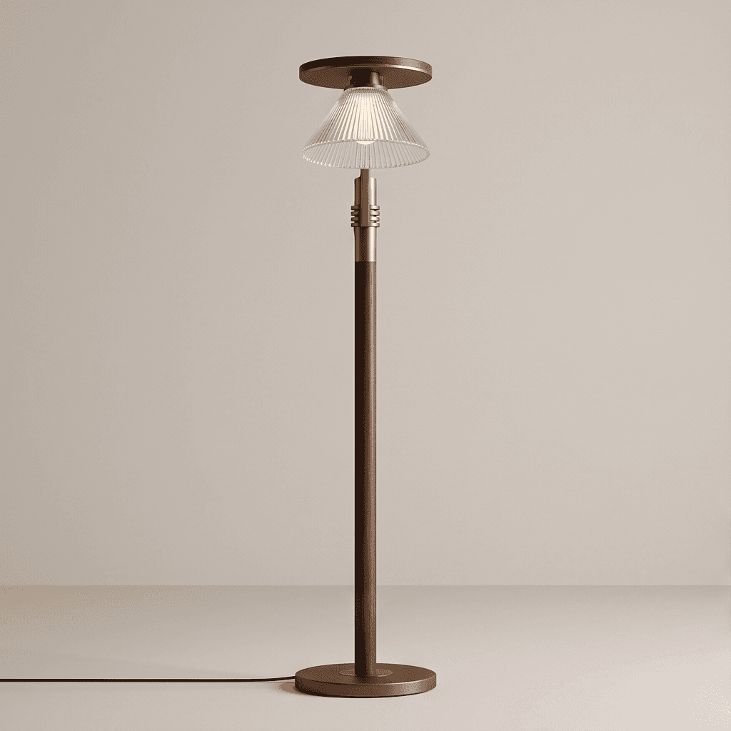 Brass Wood Floor Lamp angle 2