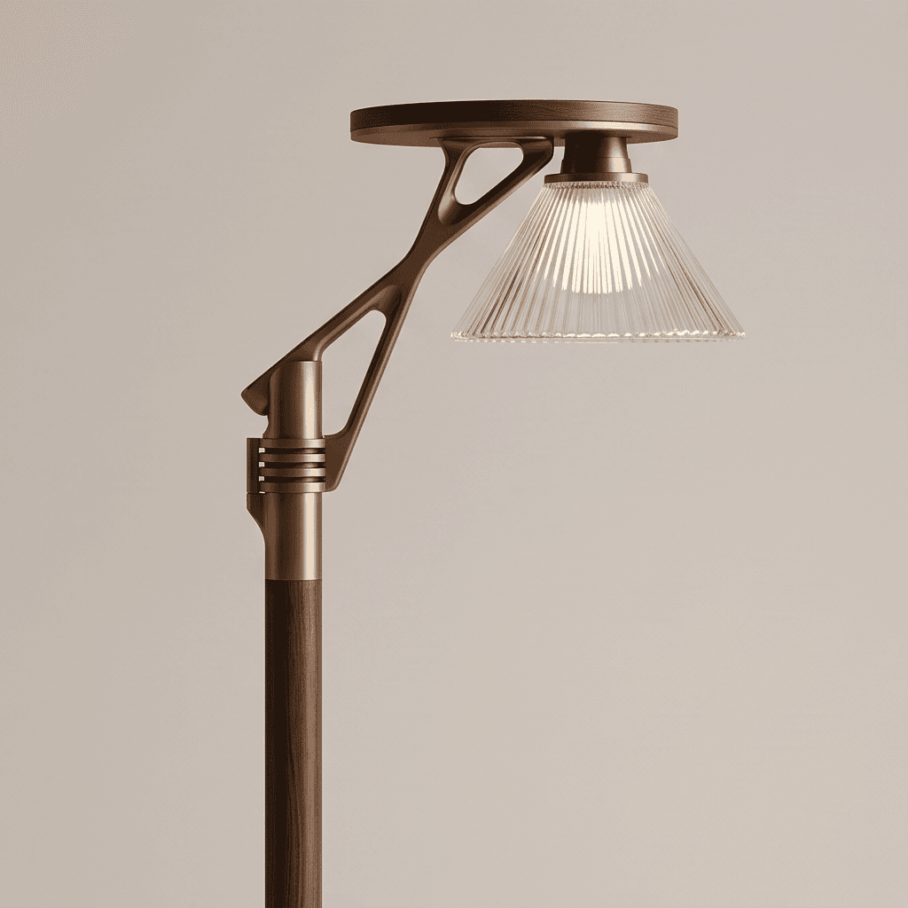 Brass Wood Floor Lamp Angle 3