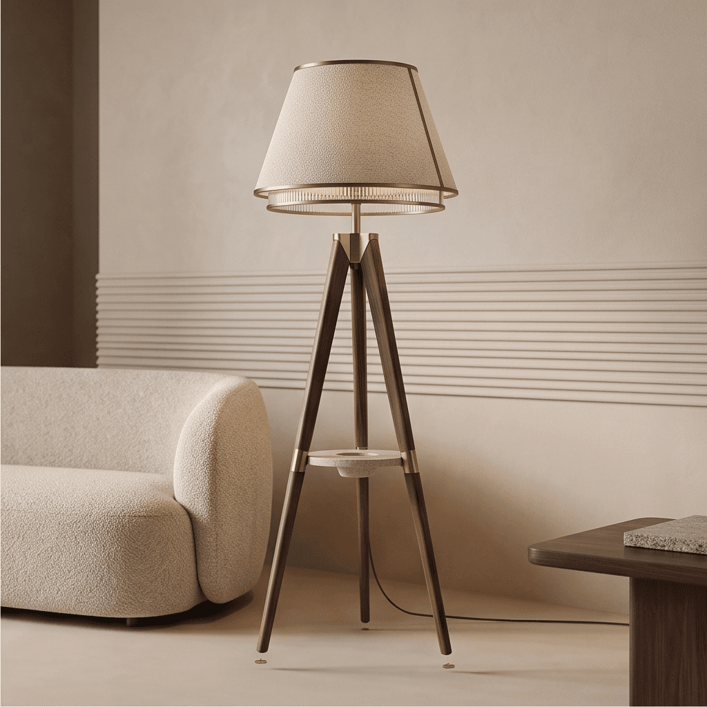 Wooden Tripod Floor Lamp Angle 1