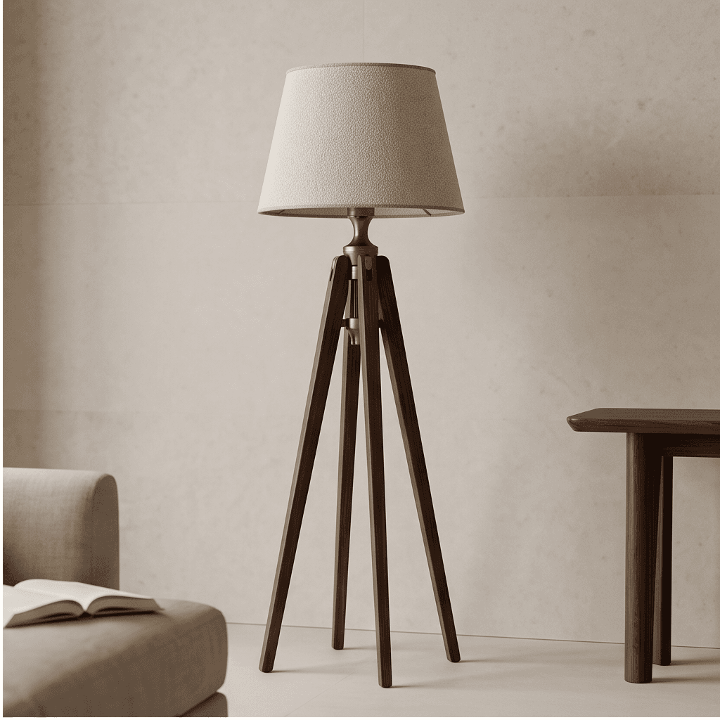 Wood Tripod Floor Lamp Angle 1