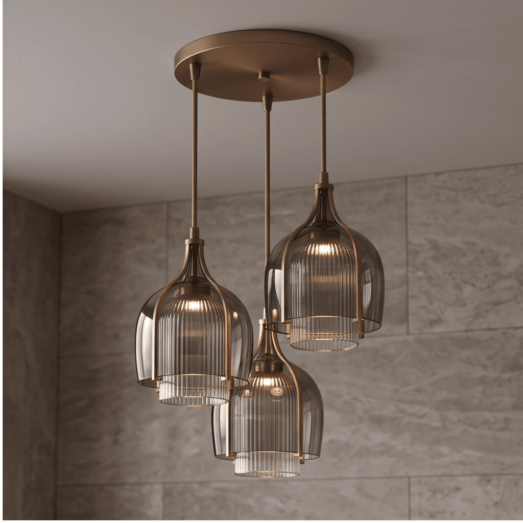 Brass Cluster Pendant Light Angle 1